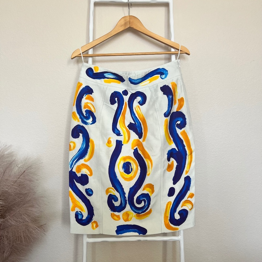 Moschino Couture! Painted Baroque Print Skirt – Size IT 44 (US 10)  NWT